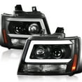 thumbnail image 1 of Spec-D Tuning Black LED Bar Projector Headlights Compatible with 2007-2014 Chevy Avalanche, Tahoe, Suburban, Left + Right Pair Headlamps Assembly, 1 of 5