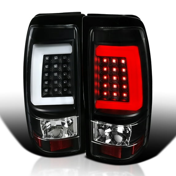 Spec-D Tuning Black LED Bar Tail Lights Compatible with 1999-2002 Chevy Silverado GMC Sierra 1500/2500/3500 Models, Left + Right Pair Assembly