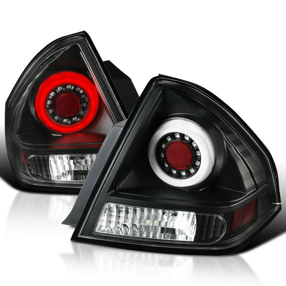 Spec-D Tuning Black LED Bar Tail Lights Compatible with 2006-2013 Chevy Impala, 2014-2016 Chevy Impala Limited, Left + Right Pair Assembly