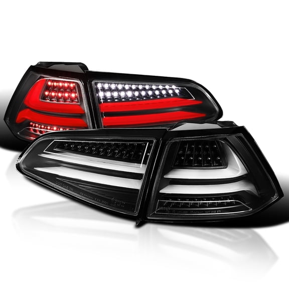Spec-D Tuning Black LED Bar Tail Lights Compatible with 2015-2017 Volkswagen Golf GTI Models, Left + Right Pair Assembly