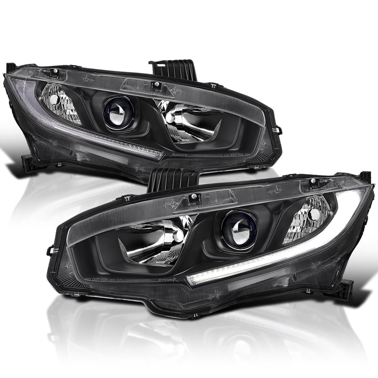 2016-2021 Honda Civic Projector Headlights w/ LED Switchback Sequential Turn Signal (Matte Black Housing/Smoked Lens) - K2 Motor 2016-2021 Honda Civic Projector Headlights w/ LED Switchback Sequential Turn Signal (Matte Black Housing/Smoked Lens) - K2 Motor