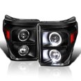 thumbnail image 1 of Spec-D Tuning Black LED Halo Projector Headlights Compatible with 2011-2016 Ford F250/F350/F450/F550 Super Duty, Left + Right Pair Headlamps Assembly, 1 of 5