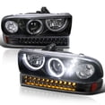 thumbnail image 1 of Spec-D Tuning Black LED Halo Projector Headlights + LED Bumper Lights Compatible with 1998-2004 Chevy S10 Pickup, 1998-2004 Chevy Blazer, Left + Right Pair Headlamps Assembly, 1 of 7