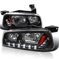 thumbnail image 1 of Spec-D Tuning Black LED Headlights Compatible with 2006-2010 Dodge Charger L+R Pair Head Light Lamp Assembly, 1 of 6