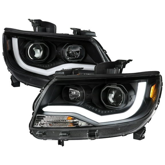 Spec-D Tuning Black LED Light Bar Projector Headlights Compatible with 2015-2022 Chevy Colorado, Left + Right Pair Headlamps Assembly