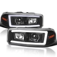 thumbnail image 1 of Spec-D Tuning Black LED Light Tube Projector Headlight Compatible with 1999-2006 GMC Sierra Yukon XL 1500/2500/3500, Left + Right Pair Headlamps Assembly, 1 of 6