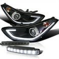thumbnail image 1 of Spec-D Tuning Black LED Projector Headlights + 8-LED Bumper Lamps Compatible with Hyundai Elantra Left + Right Pair Headlamps Assembly, 1 of 2