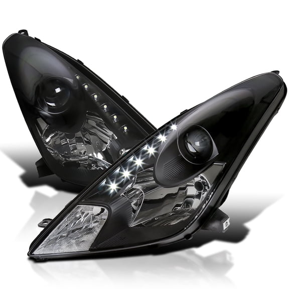 Spec-D Tuning Black LED Projector Headlights Compatible with 2000-2005 Toyota Celica, Left + Right Pair Headlamps Assembly