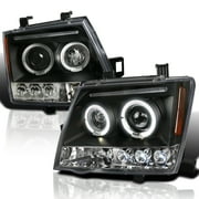 Spec-D Tuning Black LED Projector Headlights Compatible with 2005-2015 Nissan Xterra, Left + Right Pair Headlamps Assembly