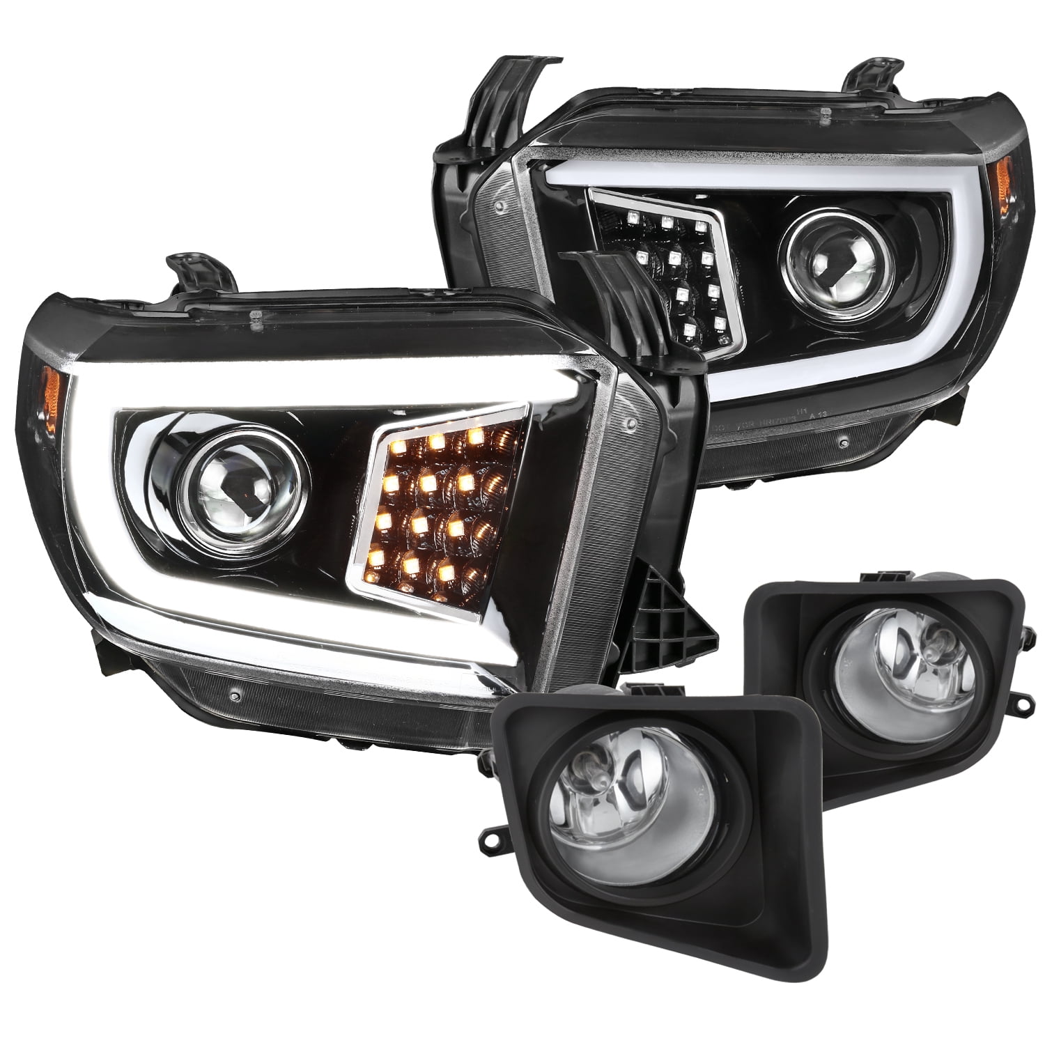 Spec-D Tuning Black LED Sequential Turn Projector Headlights Fog Lamp ...
