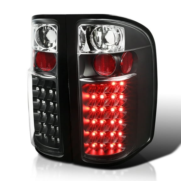 Spec-D Tuning Black LED Tail Lights Compatible with 2007-2013 Chevy Silverado 1500/2500HD/3500HD, Left + Right Pair Assembly