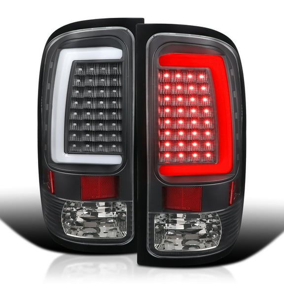 Spec-D Tuning Black LED Tail Lights w/ White LED Light Bar Compatible with 2007-2013 GMC Sierra 1500, 2007-2014 GMC Sierra 2500HD/3500HD, Left + Right Pair Assembly