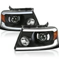 thumbnail image 1 of Spec-D Tuning Black LED Tube Bar Projector Headlights Compatible with 2004-2008 Ford F-150, 2006-2008 Lincoln Mark LT, Left + Right Pair Headlamps Assembly, 1 of 5