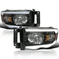thumbnail image 1 of Spec-D Tuning Black LED Tube Headlights Compatible with 2002-2005 Dodge Ram 1500, 2003-2005 Ram 2500 / 3500, Left + Right Pair Headlamps Assembly, 1 of 6