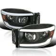 thumbnail image 1 of Spec-D Tuning Black LED Tube Projector Headlights Compatible with 2006-2008 Dodge Ram 1500 2500 3500, Left + Right Pair Headlamps Assembly, 1 of 5