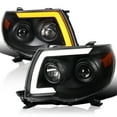 thumbnail image 1 of Spec-D Tuning Black LED Tube Projector Headlights with LED Sequential Switchback Signal Compatible with 2005-2011 Toyota Tacoma, Left + Right Pair Headlamps Assembly, 1 of 5