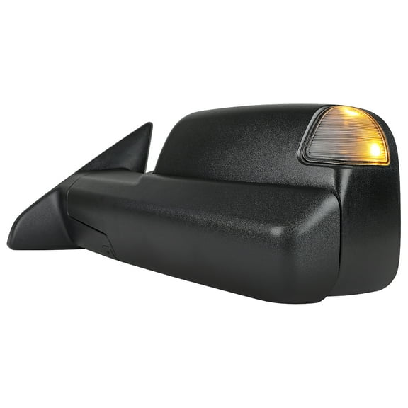 Spec-D Tuning Black Left Driver Side Power Heated Manual Fold Tow Mirror w/ Puddle Light + Blind Spot Compatible with 2019-2022 Ram 2500 3500