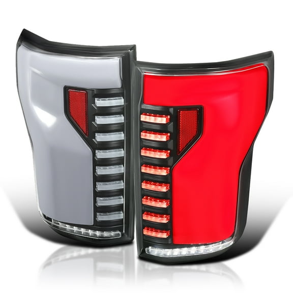 Spec-D Tuning Black Lightning Style LED Tail Lights w/ White LED Sequential Turn Signal and Startup Animation Compatible with 2018-2020 Ford F150 Pickup, Left + Right Pair Assembly