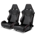 thumbnail image 1 of Spec-D Tuning Black Nappa Style PU Leather, Fully Reclinable Racing Seat w/Dual Sliders Compatible, Left + Right Pair, 2 Seats, 1 of 7