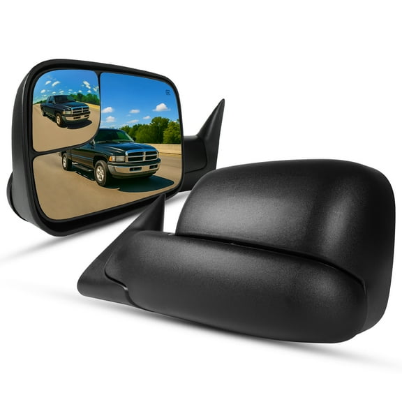 Spec-D Tuning Power Heated Manual Fold Towing Mirrors Compatible with 1998-2001 Dodge Ram 1500, 1998-2002 Ram 2500 3500 Left + Right Pair
