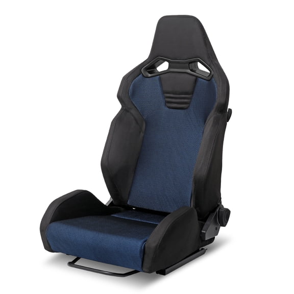 Spec-D Tuning Black Premium Suede w/ Blue Mesh Fabric, Fully Reclinable Racing Seat w/Dual Sliders, 4 Point Harness Compatible, 1 Seat