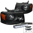 thumbnail image 1 of Spec-D Tuning Black Projector Headlights + 8-LED Bumper Lamps Compatible with Ford F150 Mark LT Left + Right Pair Headlamps Assembly, 1 of 2