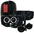 thumbnail image 1 of Spec-D Tuning Black Projector Headlights + 8-LED Fog Lamps Compatible with Dodge Ram Left + Right Pair Headlamps Assembly, 1 of 7
