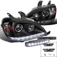 thumbnail image 1 of Spec-D Tuning Black Projector Headlights + 8 LED Fog Lights Compatible with Mercedes Benz W163 ML Class Left + Right Pair Headlamps Assembly, 1 of 2