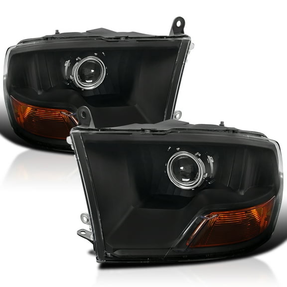 Spec-D Tuning Black Projector Headlights Compatible with 2009-2018 Dodge Ram 1500, 2010-2018 Dodge Ram 2500/3500, Left + Right Pair Headlamps Assembly