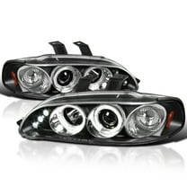 Spec-D Tuning Black LED Dual Halo Projector Headlights Compatible with 1992-1995 Honda Civic, Left Right Pair Headlamps Assembly