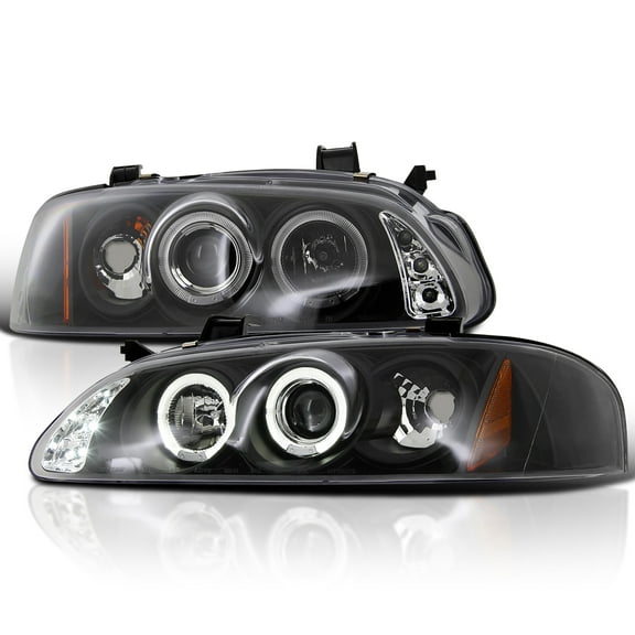 Spec-D Tuning Black Projector Headlights Compatible with 2000-2003 Nissan Sentra, Left + Right Pair Headlamps Assembly
