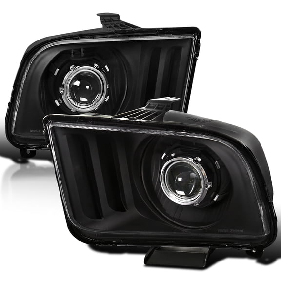 Spec-D Tuning Black Projector Headlights Compatible with 2005-2009 Ford Mustang, Left + Right Pair Headlamps Assembly