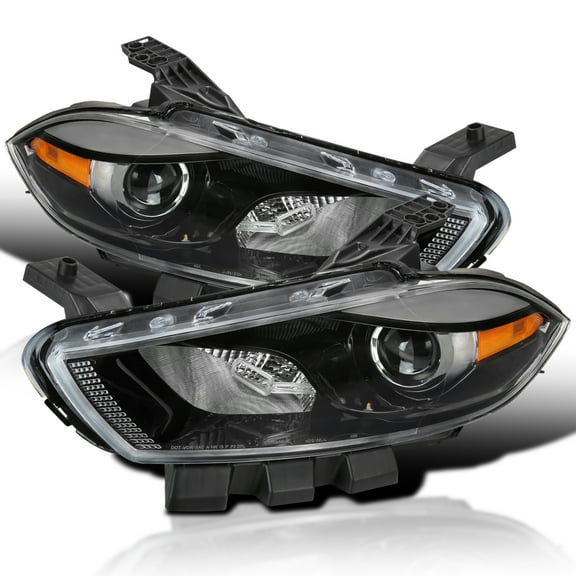 Spec-D Tuning Black Projector Headlights Compatible with 2013-2016 Dodge Dart Factory Halogen , Left + Right Headlamps Assembly