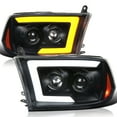 thumbnail image 1 of Spec-D Tuning Black Projector Headlights Sequential Switchback LED Signal Compatible with 2009-18 Dodge RAM 1500/2500/3500, 2019-24 Dodge RAM 1500 Left + Right Pair Headlamps Assembly, 1 of 5