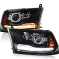 thumbnail image 1 of Spec-D Tuning Black Projector Headlights + Sequential Switchback LED Signal Strip Compatible with 2009-18 Dodge RAM 1500/2500/3500, 2019-24 Dodge RAM 1500  Left + Right Pair Headlamps Assembly, 1 of 5