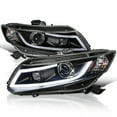 thumbnail image 1 of Spec-D Tuning Black Projector Headlights W/ LED Light Bar Compatible with 2012-2013 Honda Civic Coupe, 2012-2015 Honda Civic Sedan, Left + Right Pair Headlamps Assembly, 1 of 6