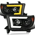 thumbnail image 1 of Spec-D Tuning Black Projector Headlights w/ LED Sequential Signal Compatible with 2007-2013 Toyota Tundra, 2008-2017 Toyota Sequoia, Left + Right Pair Headlamps Assembly, 1 of 6