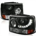 thumbnail image 1 of Spec-D Tuning Black Projector Headlights w/ LED Strip Compatible with 1999-2002 Chevrolet Silverado 1500, Left + Right Pair Headlamps Assembly, 1 of 7