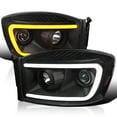 thumbnail image 1 of Spec-D Tuning Black Projector Headlights w/ Switchback LED Light Bar Compatible with 2006-2008 Dodge Ram 1500, 2500, 3500, Left + Right Pair Headlamps Assembly, 1 of 5