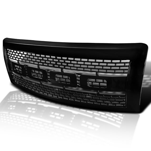 Spec-D Tuning Black Front Hood Grille Compatible with 2009-2014 Ford F150 Truck