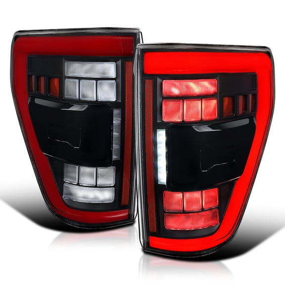 Spec-D Tuning Black Full LED Tail Lights w/ Sequential Signal & Startup Animation Compatible with 2021-2023 Ford F150 w/Blind Spot, (Use Stock Module) Left + Right Assembly