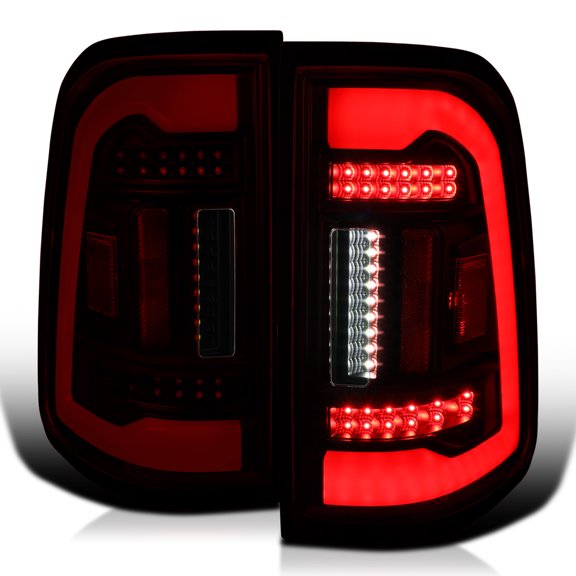 Spec-D Tuning Black Red Smoke Full LED Tail Lights w/ Red LED Light Bar Compatible with 2019-2023 Ram 1500, Left + Right Pair Assembly