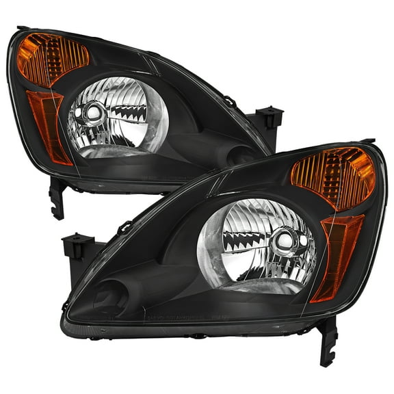 Spec-D Tuning Black Replacement Headlights Compatible with 2002-2004 Honda CR-V CRV Left + Right Head Lamps Assembly