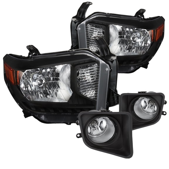 Spec-D Tuning Black Replacement Headlights Driving Fog Lights for 2014-2019 Tundra Left + Right Pair