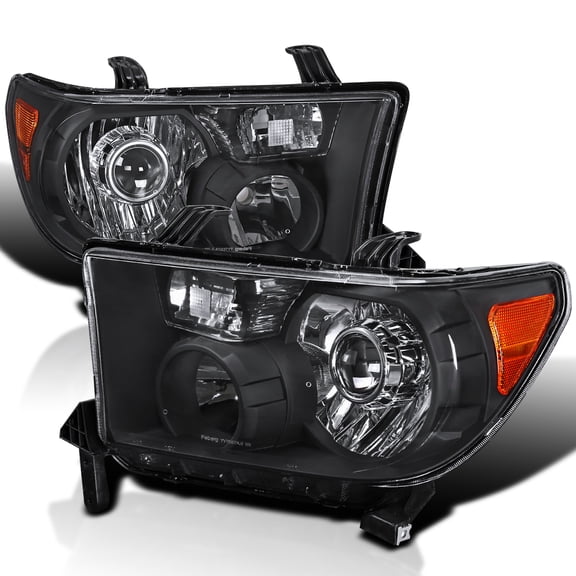 Spec-D Tuning Black Retro Style Projector Headlights Compatible with 2007-2013 Toyota Tundra, 2008-2014 Toyota Sequoia, Left + Right Pair Headlamps Assembly