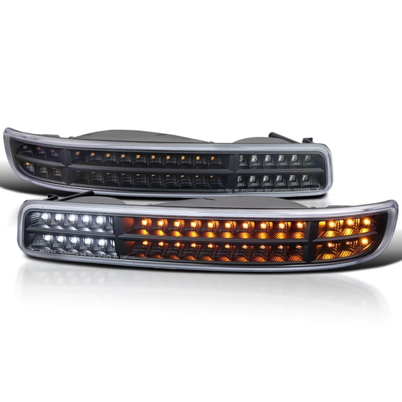 Spec-D Tuning Black Sequential LED DRL Signal Bumper Lights Compatible with 1999-2006 GMC Sierra 1500/2500/3500 Yukon XL L+R Pair Assembly