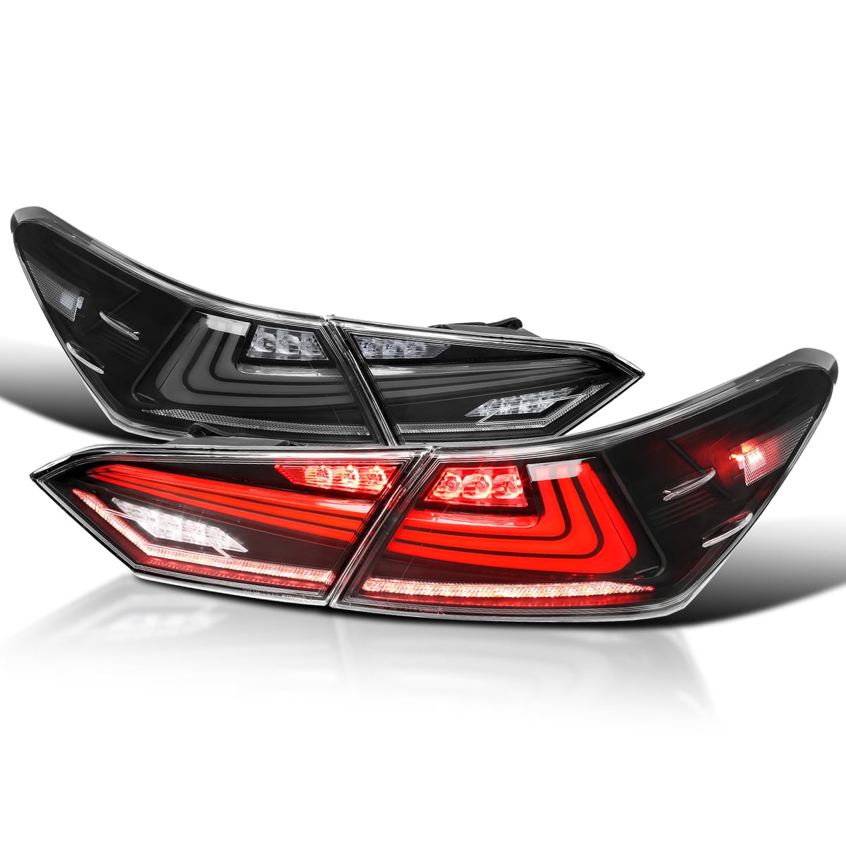 Spec-D Tuning Black Sequential Tail Lights w/ LED Turn Signal and Startup Animation Compatible with 2018-2022 Toyota Camry, Left + Right Pair Assembly
