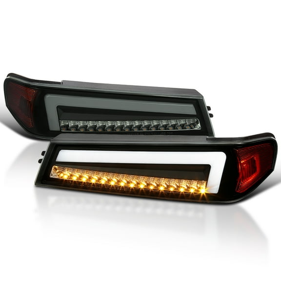 Spec-D Tuning Black Smoke Full LED Corner Lights with Sequential Turn Signal, Compatible with 2004-2012 Chevy Colorado, Left + Right Pair Headlamps Assembly