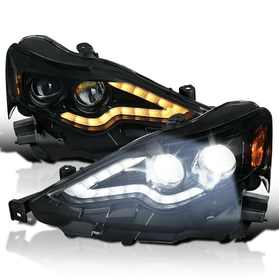 Spec-D Tuning Black Smoke Full LED Projector Headlights Compatible with 2014-2016 Lexus IS250 / IS350, Left + Right Pair Headlamps Assembly