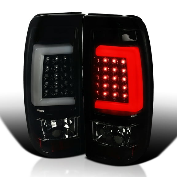 Spec-D Tuning Black Smoke LED Bar Tail Lights Compatible with 1999-2002 Chevy Silverado GMC Sierra 1500/2500/3500 Models, Left + Right Pair Assembly